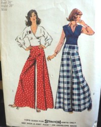 5575 '73 MIDRIFF KNIT TOP SLVS OR NOT,WIDE PANTS PATTERN 14,12